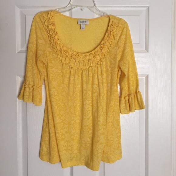 LOFT yellow ruffle Top