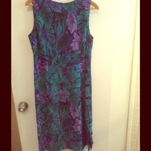 Vintage tropical Blue ,purple green floral dress