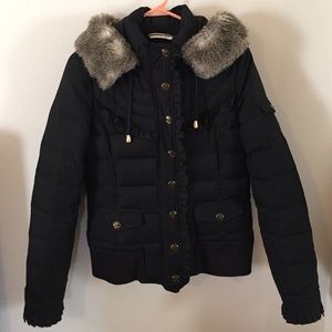 Black with Gold Detail Bomber Winter Coat