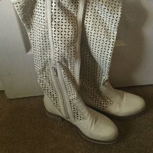 Free people white lazer cut boot