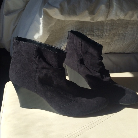 Black ankle bootie wedges