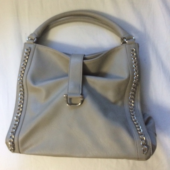 Gray leather purse