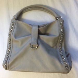 Gray leather purse