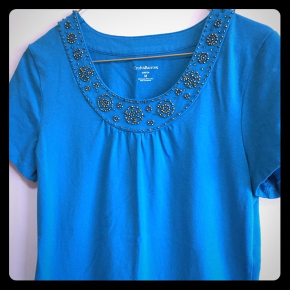 Cute beaded short sleeve dressy top