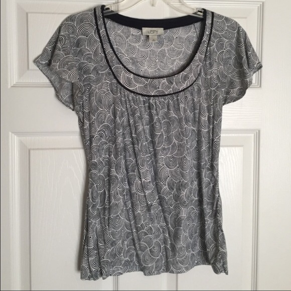 LOFT Navy & White Top