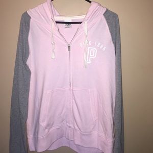 Victoria Secret Pink and grey zip up hoodie