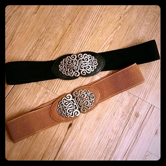 Retro stretchy belts. Camel and black!