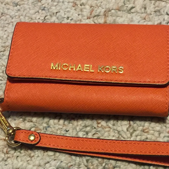 Michael KORS orange wristlet!