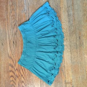 Teal, floral embroidered, eyelet skirt!