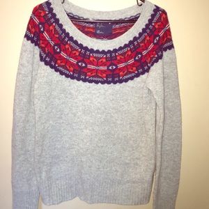 Grey printed crew neck American eagle sweater