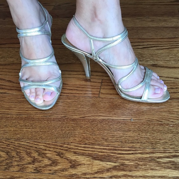 On sale. NINE WEST Gold sandals