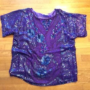 Vintage Purple Sequin Top