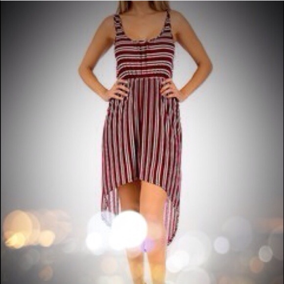 Cream and burgundy high low dress