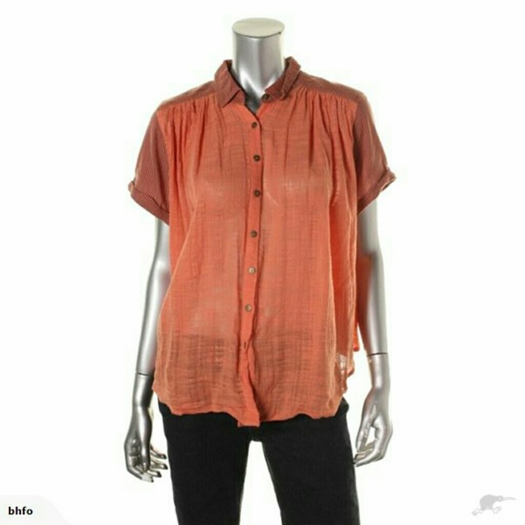 Free People textured boxy button down shirt NWD
