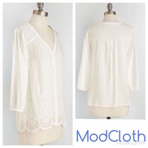 ModCloth blouse with eyelet bottom.