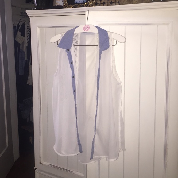Lacey white, with denim detail, white cover up!