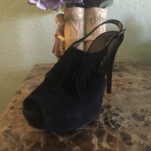 Black Suede Heel with fringes top