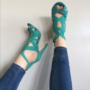 Emerald Green Suede Zara Heels