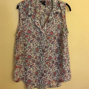 Sleeveless floral blouse