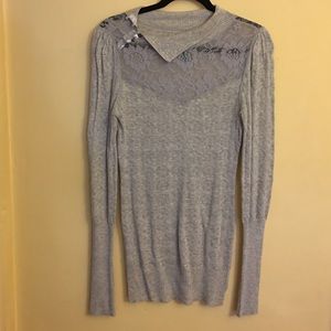 Free People long sleeve sweater with lace detail