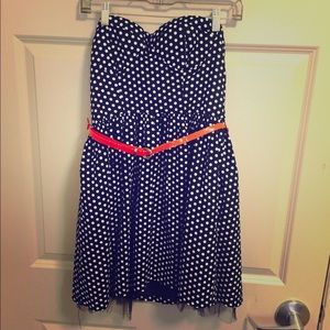 Strapless Polka Dot Fit and Flare Dress
