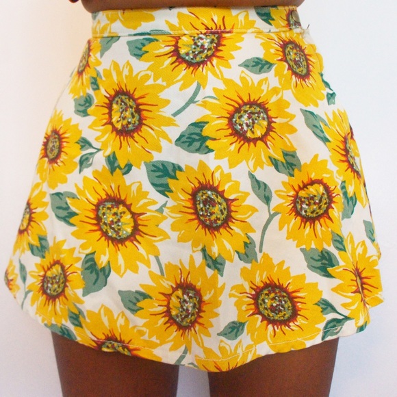 Sunflower Print Circle Skirt
