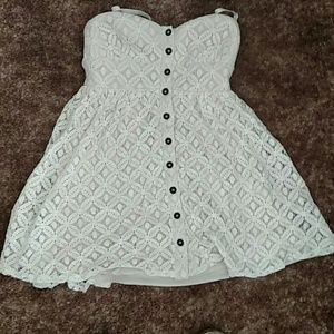 White lace button down dress