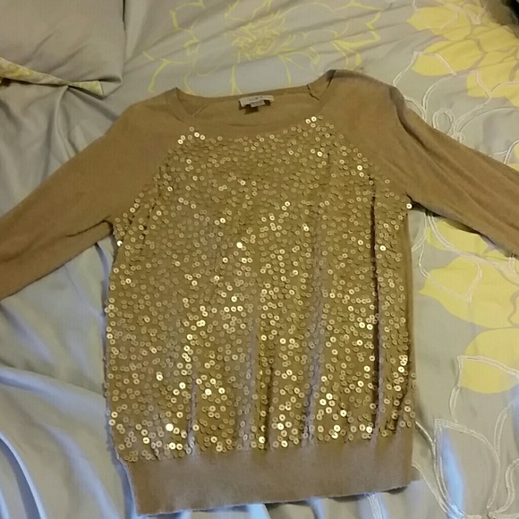 LOFT Sweaters - Gold sequin Loft sweater