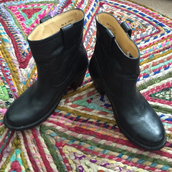 FRYE Black leather boots.