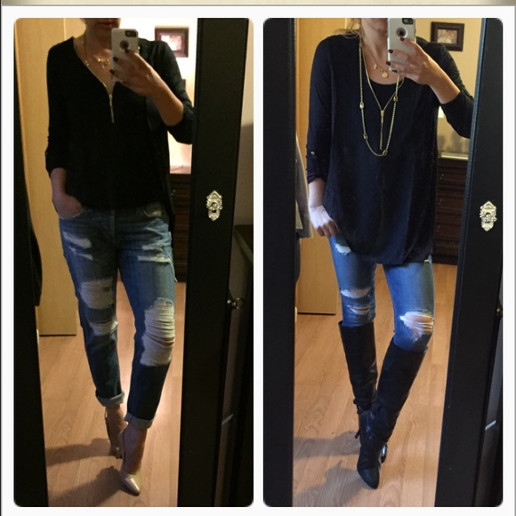 Last one💕Black zip front top💕 - Picture 4 of 4