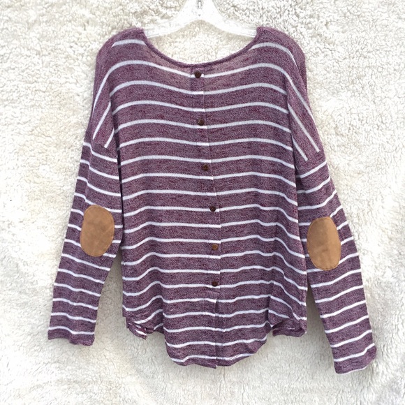Tops - 🎄Holiday Sale! stripe button tunic elbow patch