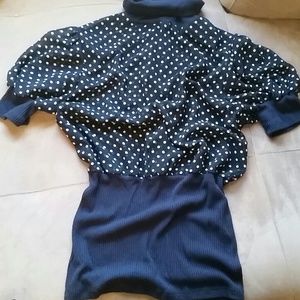 Charlotte Russe Navy Polka Dot Shirt