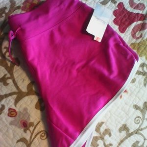 Pink and white active wear shorts