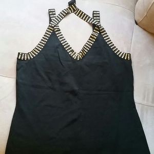 Halter/Strap Black Beaded Tank