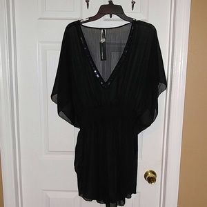Mariemelli black bathing suit cover up size L nwt