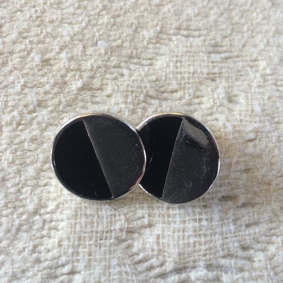 Black and Mirror Round Earrings CUTE❤️