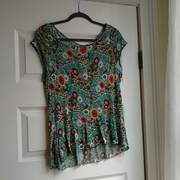 Anthropologie patterned top with ruffle hem - Picture 1 of 2