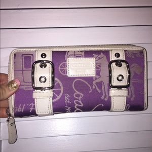 Coach Signature Collection purple accordion wallet