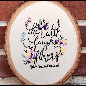 Wood slice sign floral