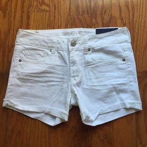 American Eagle white denim shorts