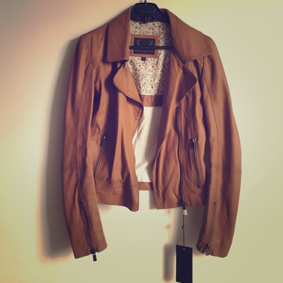 Bod and Christensen Tan Leather Jacket
