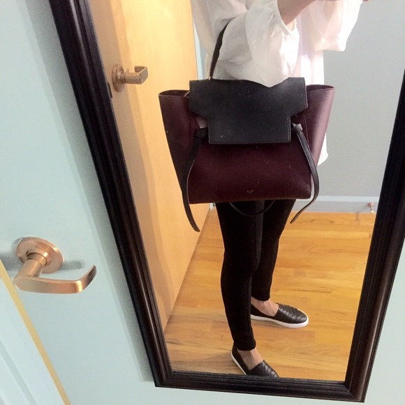 SOLD ---- Celine Mini Belt Bag in Burgundy/Black - Picture 2 of 4