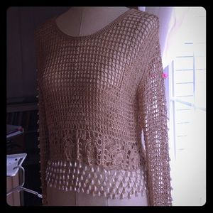 Crochet Sweater with Pearl Accents.