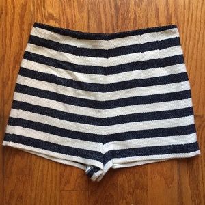 BCBGeneration striped high-waisted shorts