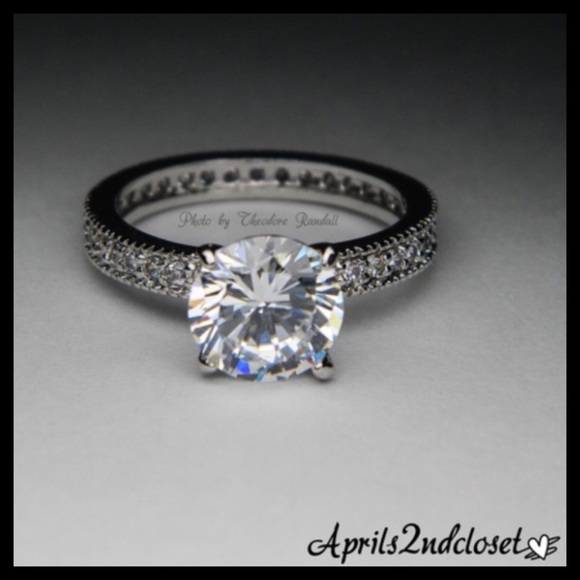 SOLD Diamond Engagement Pave Ring & Band CZ Set - Picture 4 of 4