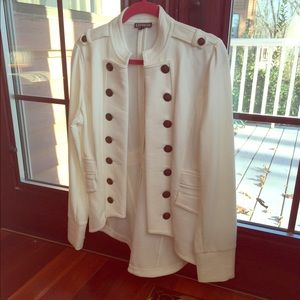 Express ivory knit tailcoat military tuxedo jacket