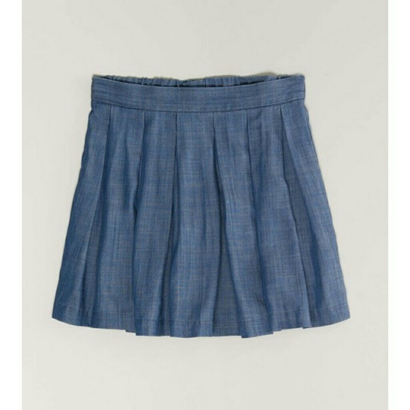 Pleated Chambray Skirt