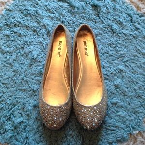 Gold glitter flats