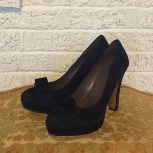 MRKT Black Suede Bow-Toe Pumps