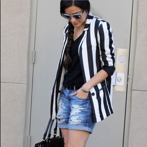 Zara Black & White Stripe Blazer